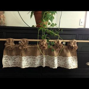 Natural Burlap Valance With Tab Top Rod Opening